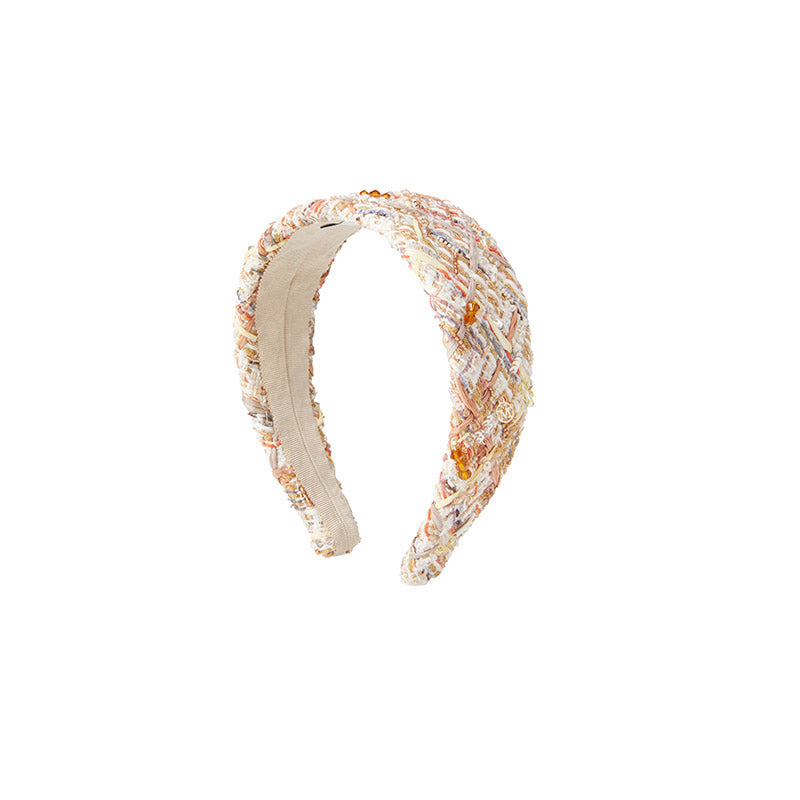 Elizabeth - Bandeau en tweed multicolore d'Act 3 avec des broderies.