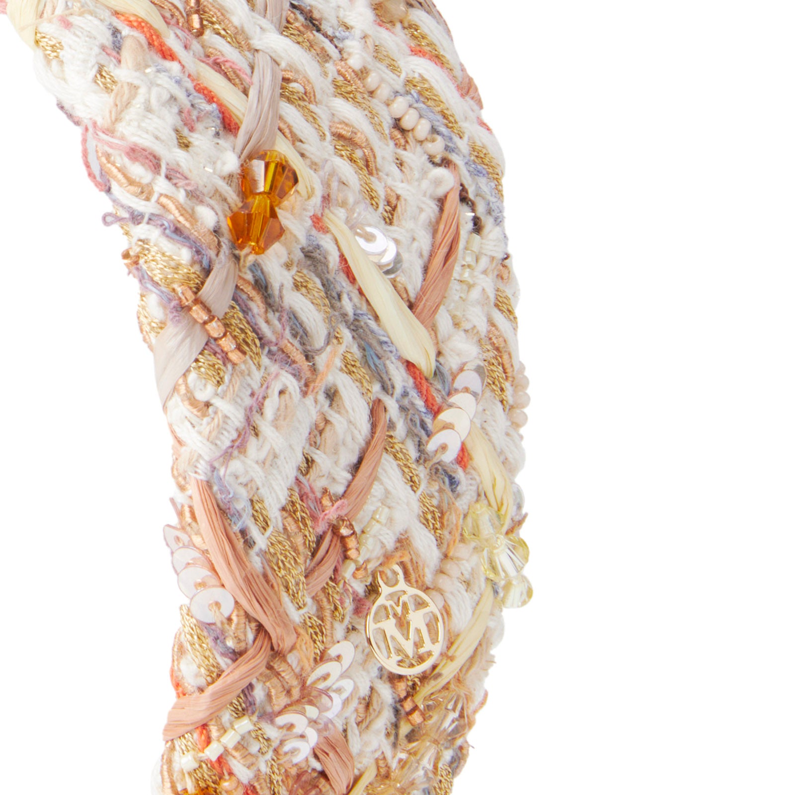Elizabeth - Bandeau en tweed multicolore d'Act 3 avec des broderies.