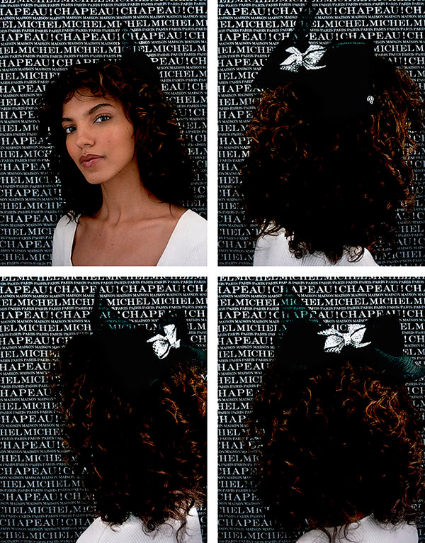Fanie - Barrette en crêpon de soie noire ornée d'un clip en strass.