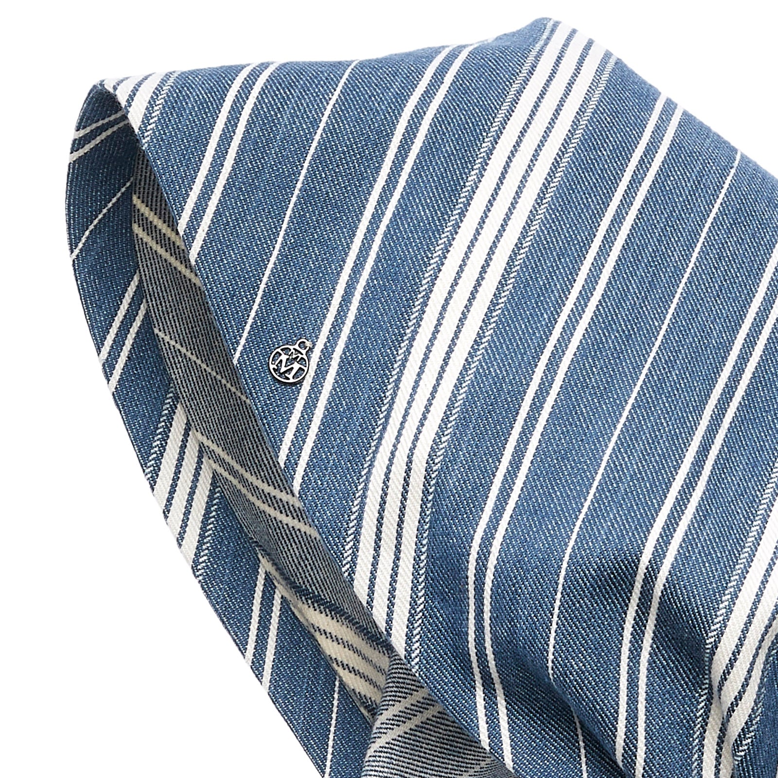 Fifi - Turban en tissu rayé effet denim.