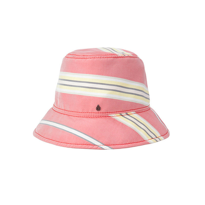 Fredo - Bob en tissu rayé rose, jaune et blanc.