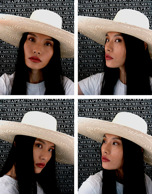 Gina - Chapeau à bords larges en paille brisa naturelle avec des motifs perforés.