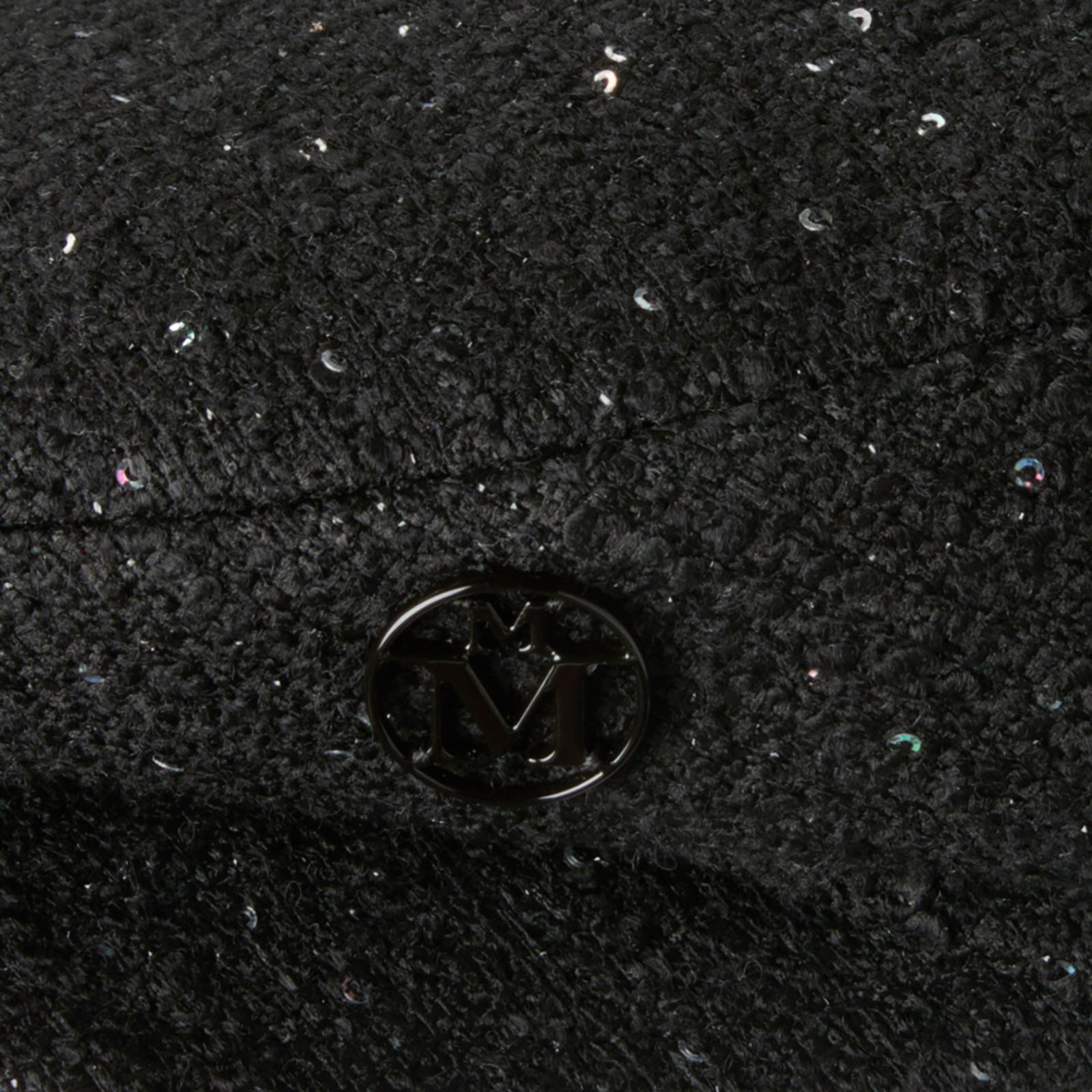 Glen - Béret en tweed noir orné de sequins.