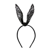 Heidi - serre-tête noir avec oreilles de lapin en tulle