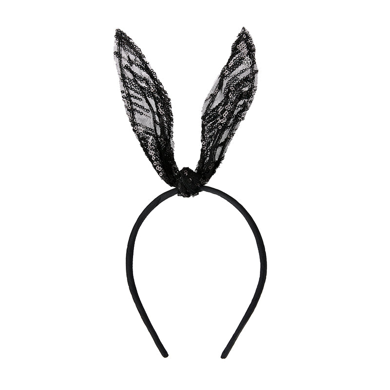 Heidi - serre-tête noir avec oreilles de lapin en tulle