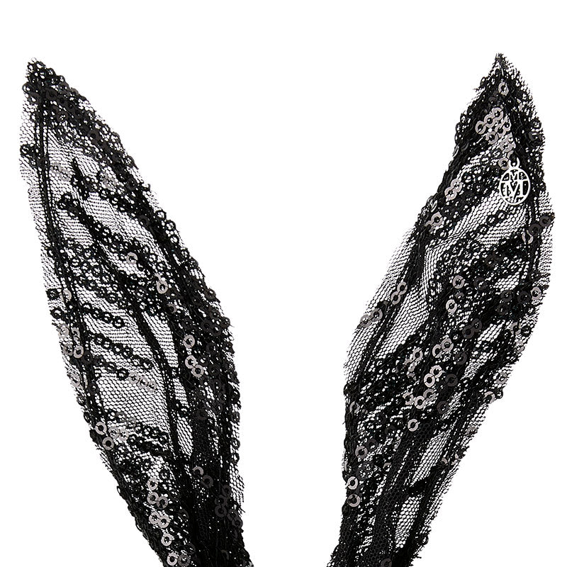 Heidi - serre-tête noir avec oreilles de lapin en tulle
