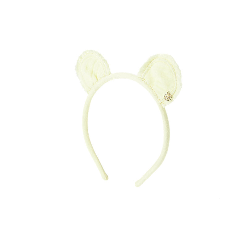 Heidi - Serre-tête en coton jaune pâle avec des oreilles.