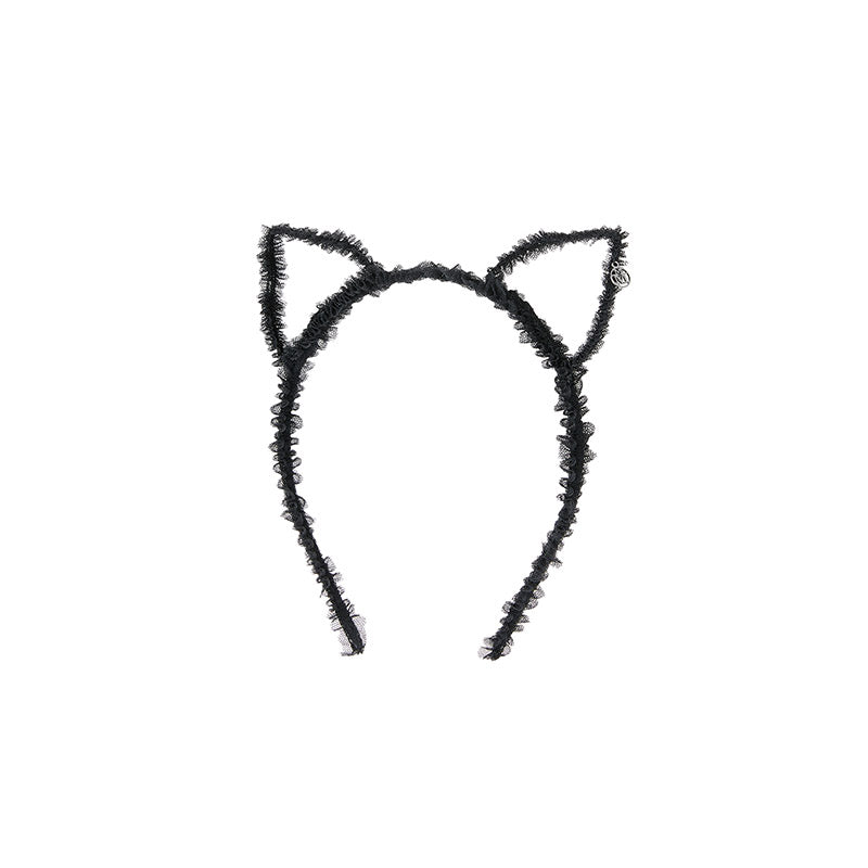 Heidicat - serre-tête noir avec oreilles de chat en tulle