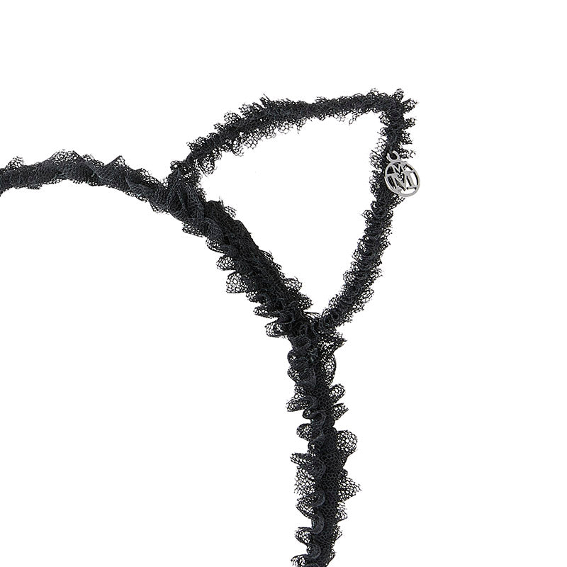 Heidicat - serre-tête noir avec oreilles de chat en tulle
