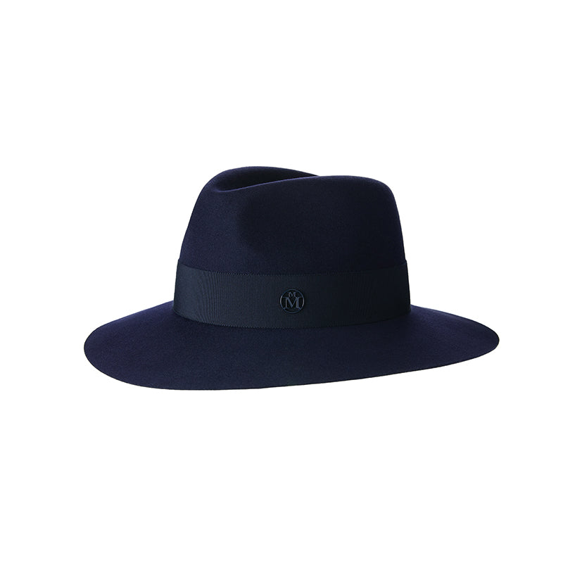 Henrietta - fedora en feutre bleu marine, waterproof.
