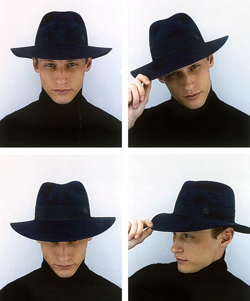 Henrietta - fedora en feutre bleu marine, waterproof.