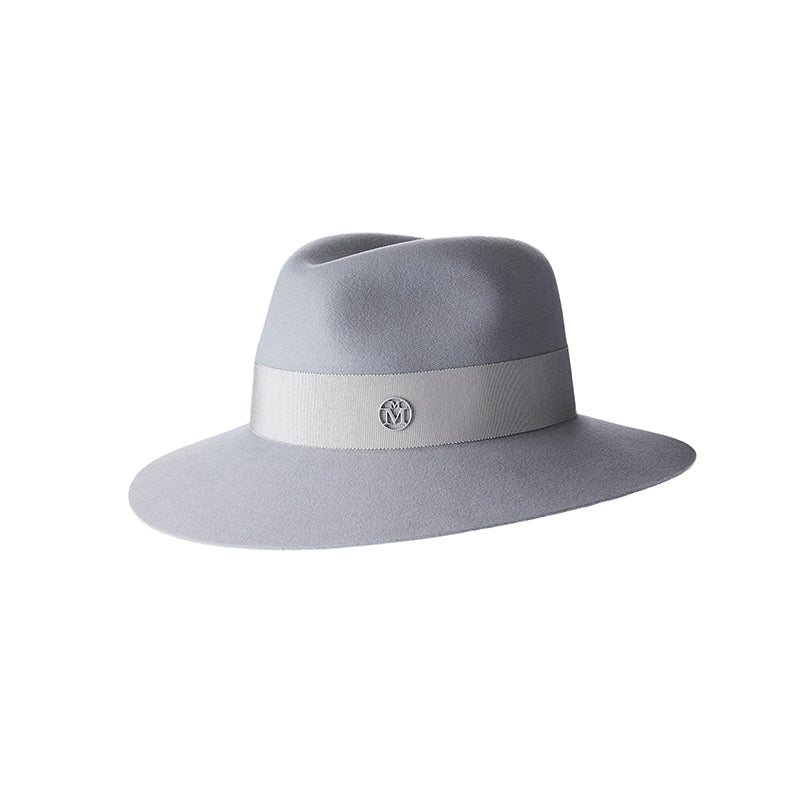 Henrietta - fedora en feutre de lapin pearl grey, waterproof.