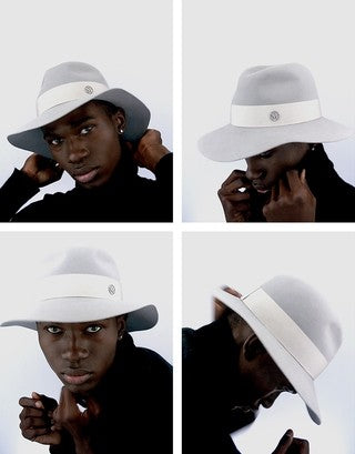 Henrietta - fedora en feutre de lapin pearl grey, waterproof.