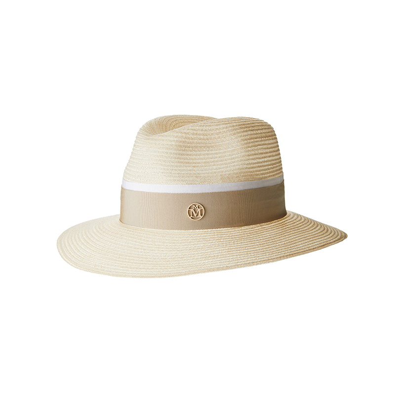 Henrietta - fedora en chanvre et gros grain beige.