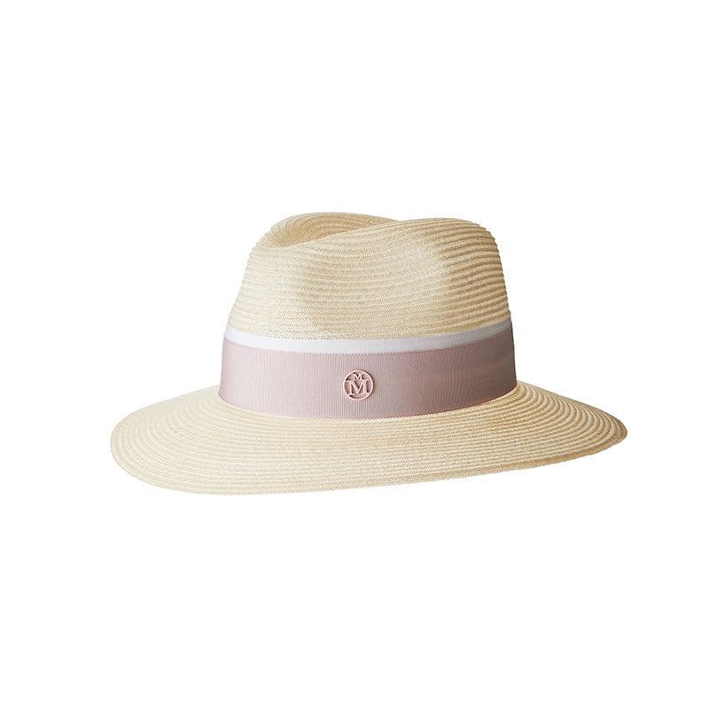 Henrietta - fedora en chanvre et gros grain rose.