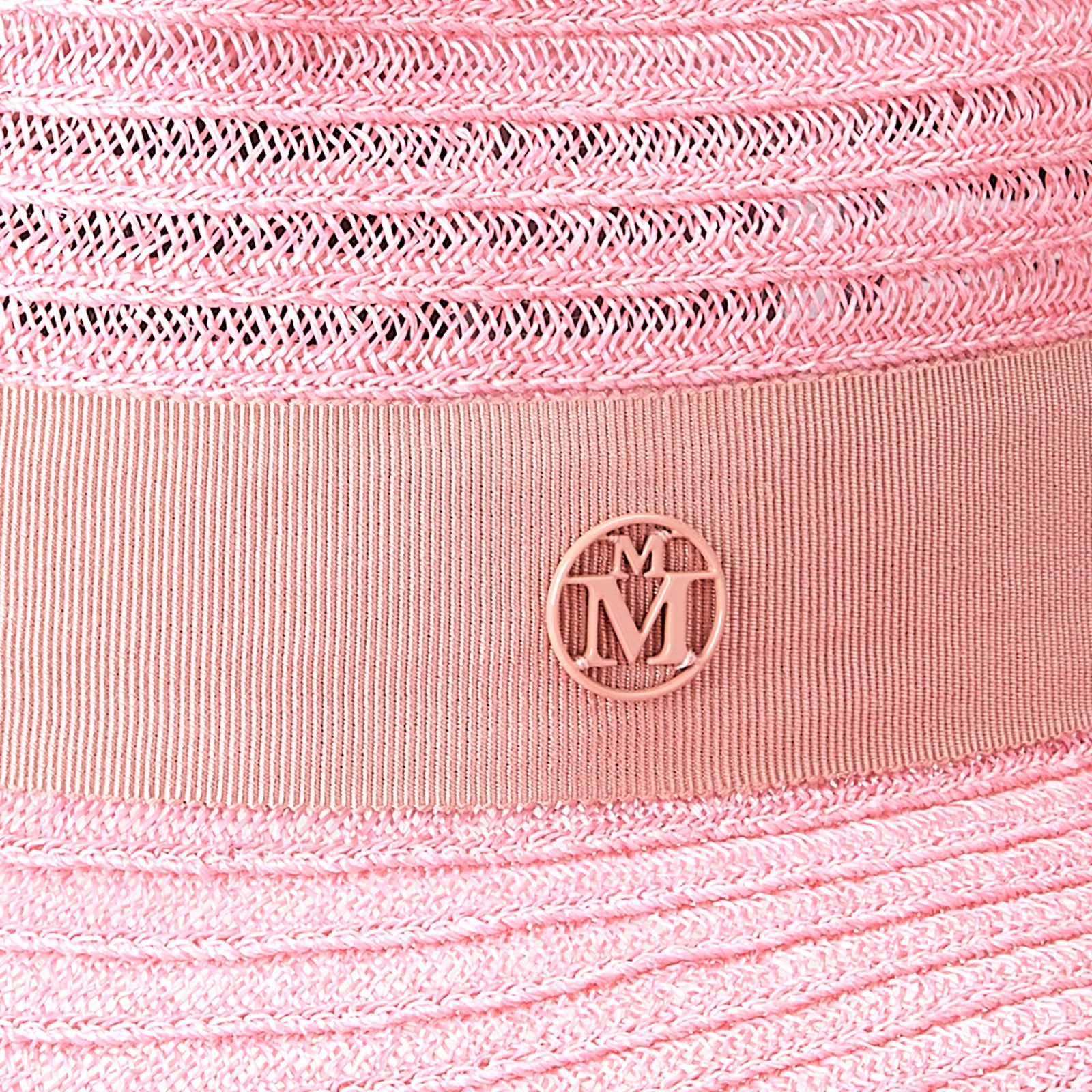 Henrietta - Fedora en paille rose floral avec un ruban ton sur ton.
