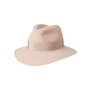 Henrietta - Fedora en feutre de laine bunker beige avec un ruban ton sur ton.