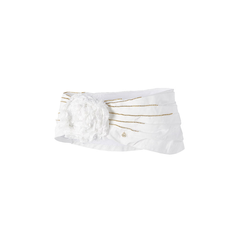 Hiromi - bandeau blanc avec fleur.