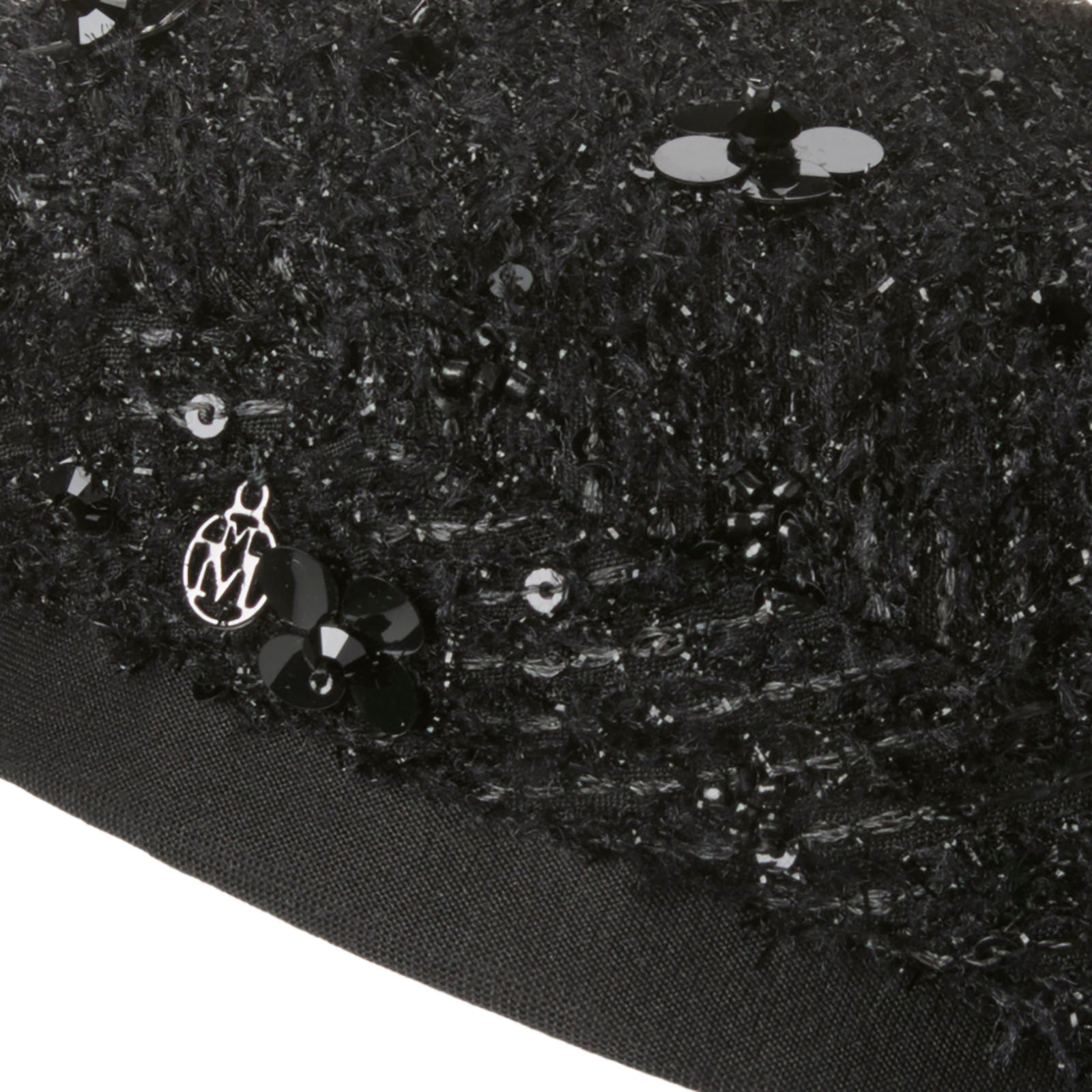 Irma - Béret en tweed noir orné de sequins brodés.