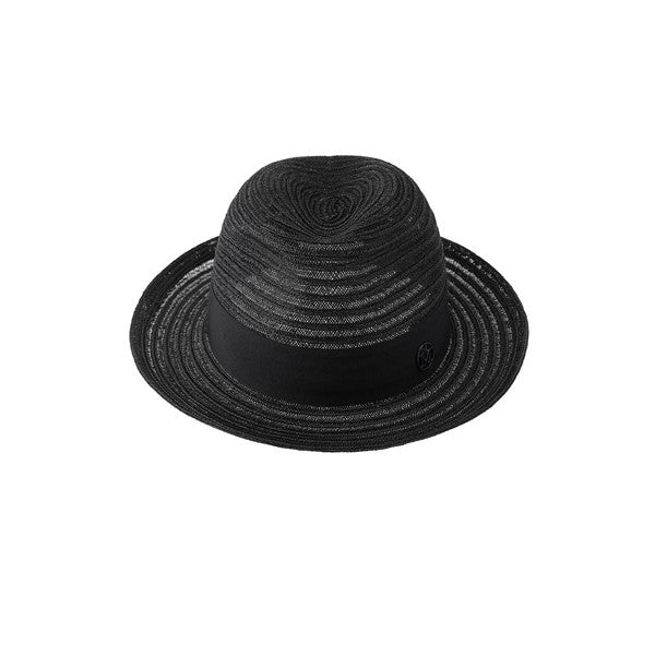 Jo - trilby en paille cousue noire.