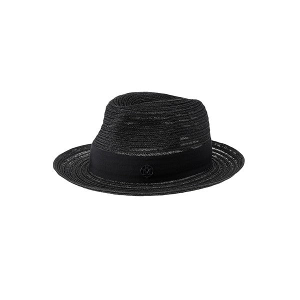 Jo - trilby en paille cousue noire.