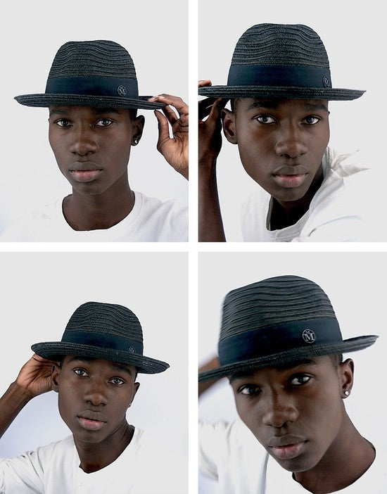 Jo - trilby en paille cousue noire.