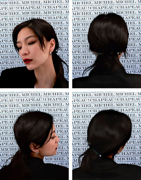 Jordana - Accessoire de tête en cuir noir.