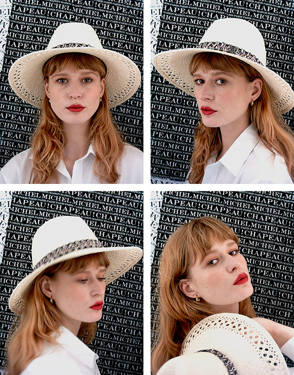 Kate - fedora en paille avec détail en tweed.