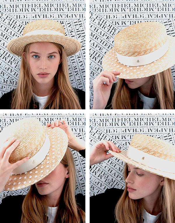 Kiki - chapeau canotier en paille de blé naturelle.