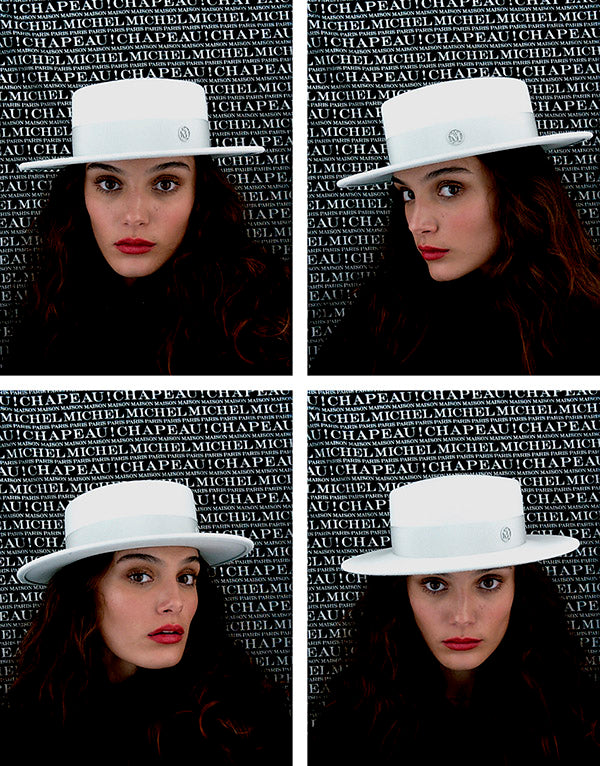 Kiki - Canotier en feutre bleu glacé et un gros-grain ton sur ton.