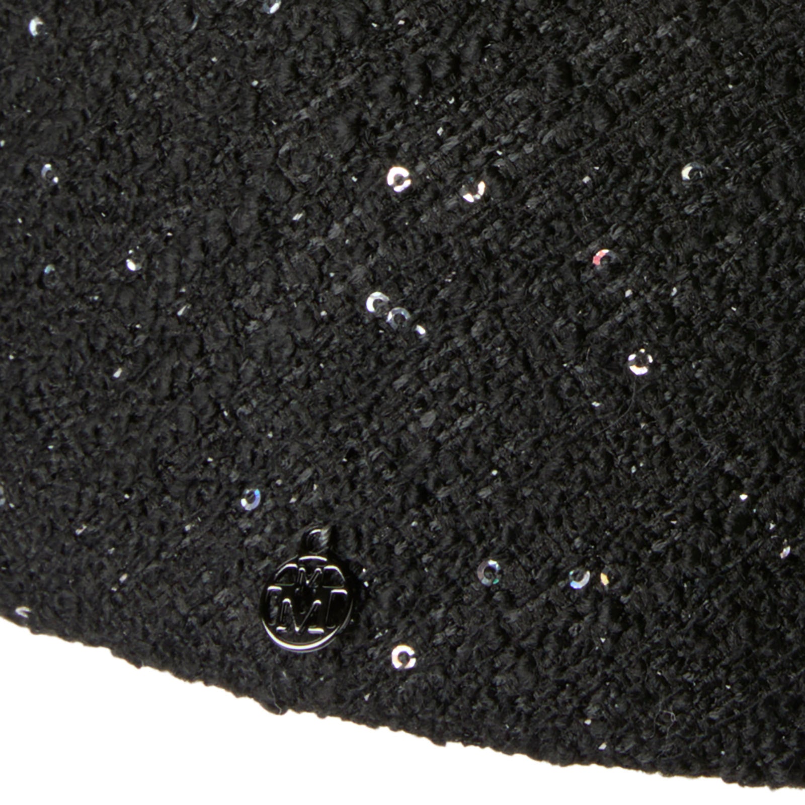 Lilibet - Pillbox en tweed noir orné de sequins.