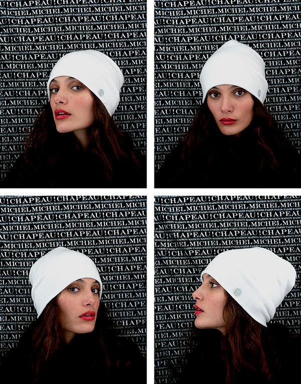 Loli - Bonnet en cachemire bleu glacé.