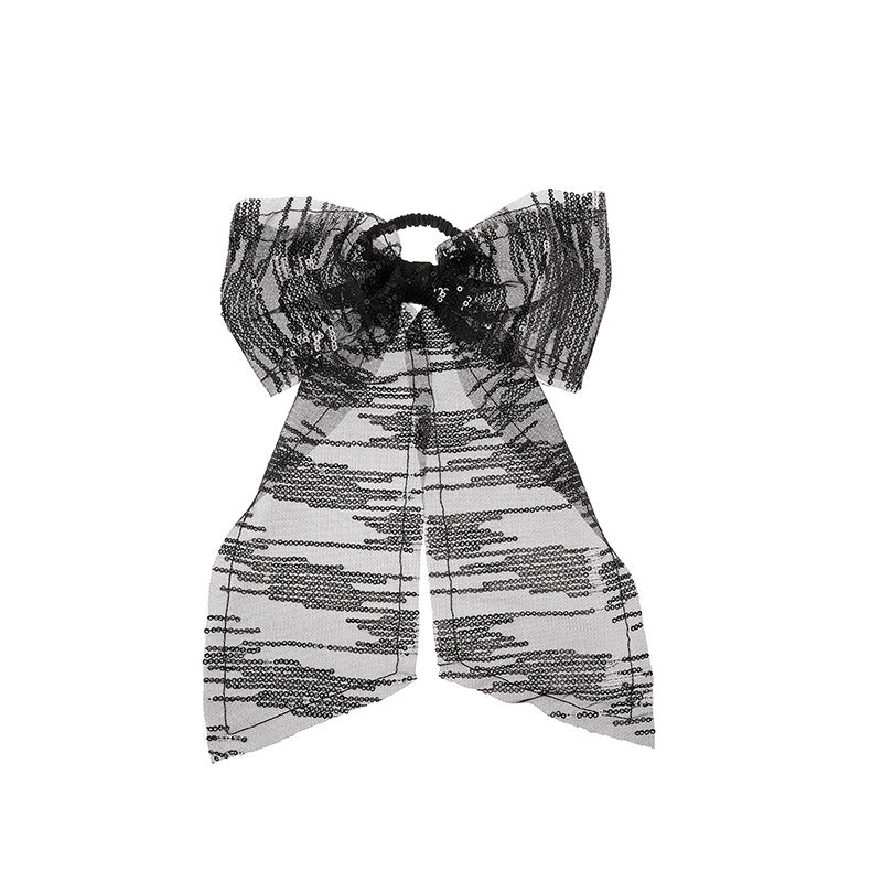 Mini Wicole - chouchou noir avec un nœud en tulle et sequins