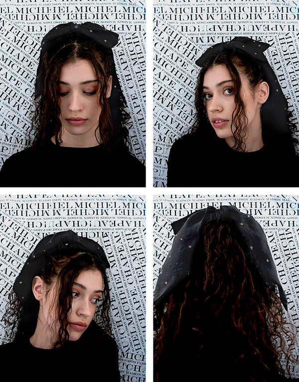 Mini Wicole - Nœud en mousseline grise