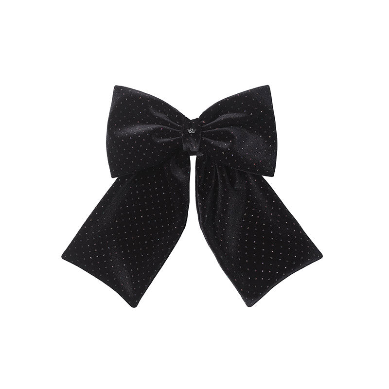 Mini Wicole - Édition Spéciale. Noeud en tissu noir effet velours avec strass argentés