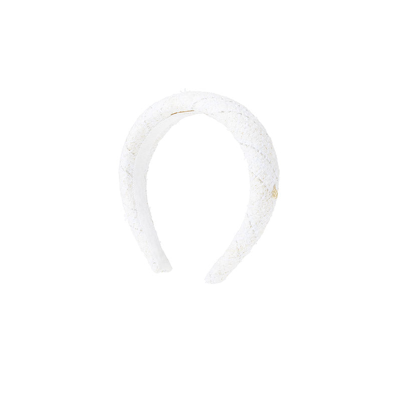 Miwa - Bandeau en tweed blanc et doré.