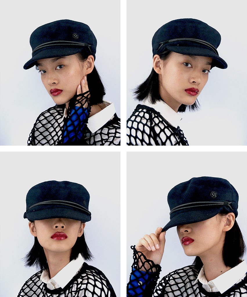 New Abby - casquette officier en laine bleu marine.