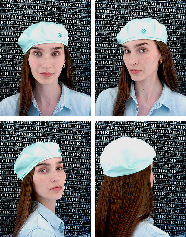New Billy - Béret en tissu bleu aquatique.