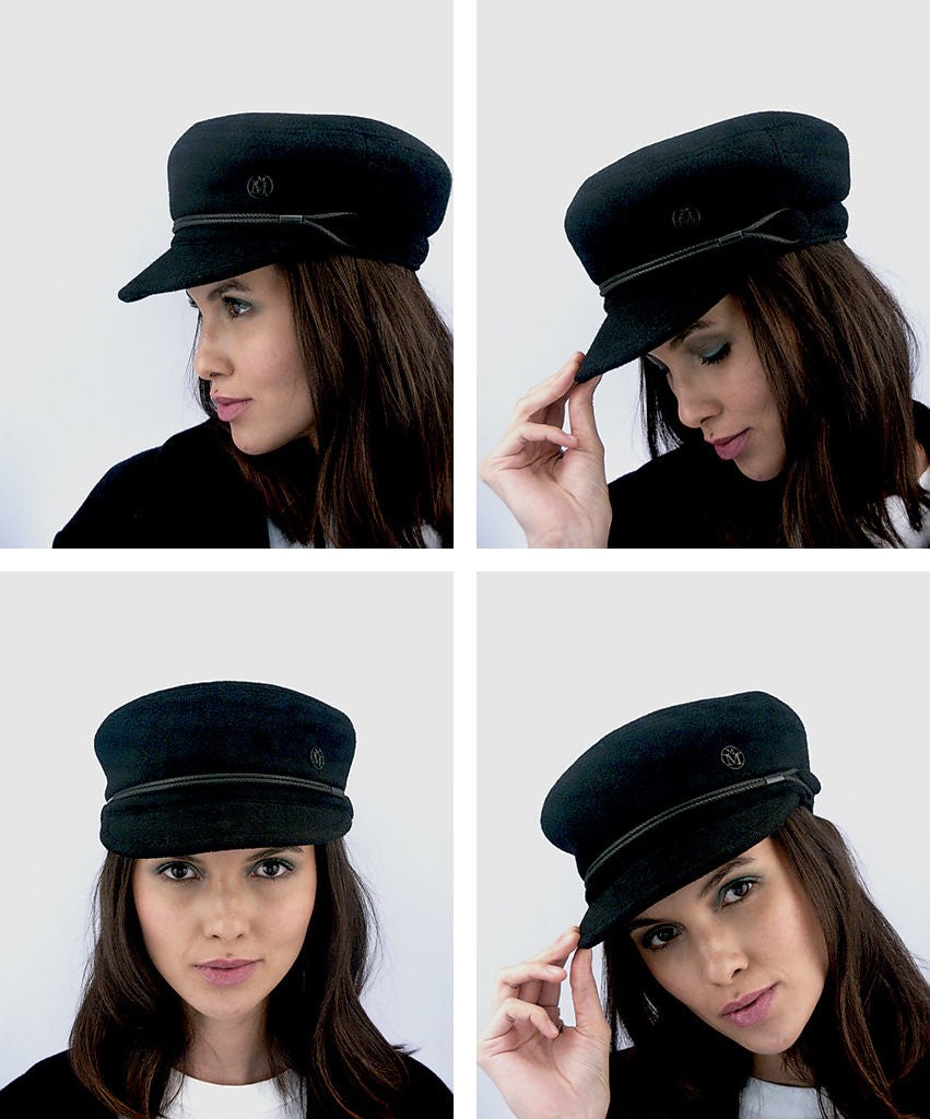 New Abby - casquette officier en laine noire.