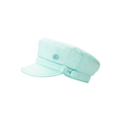 New Abby - Casquette en tissu bleu aquatique et son cordon assorti.