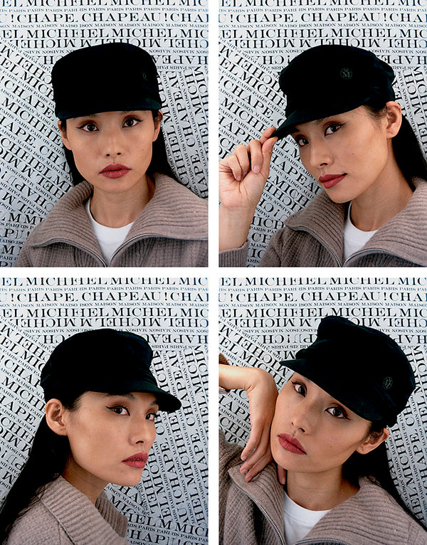 New Abby - Casquette en tissu lycra noir.
