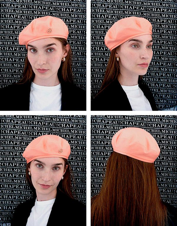 New Billy - Béret en tissu pêche.