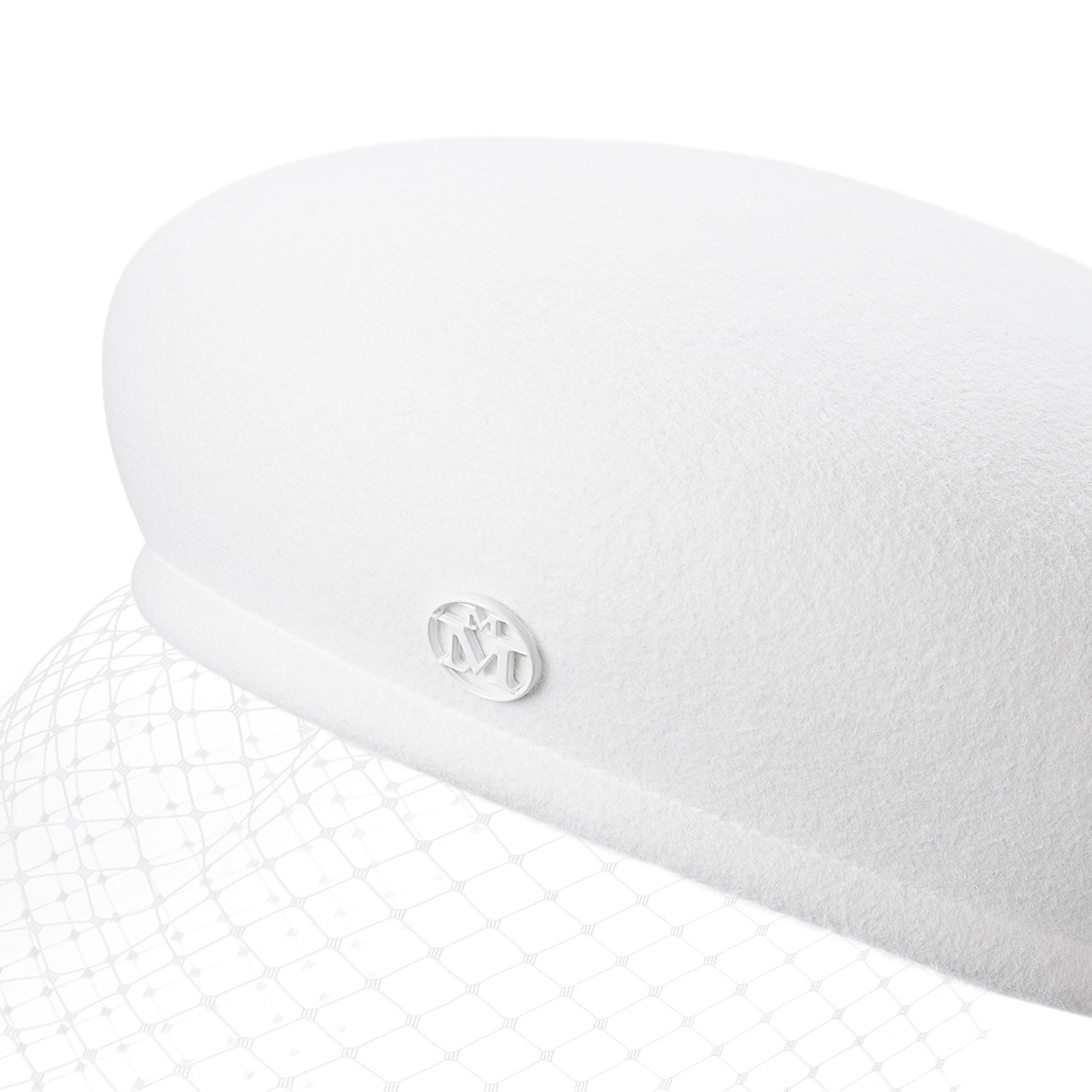 New Bonnie Veil - béret en feutre de lapin blanc avec voile.