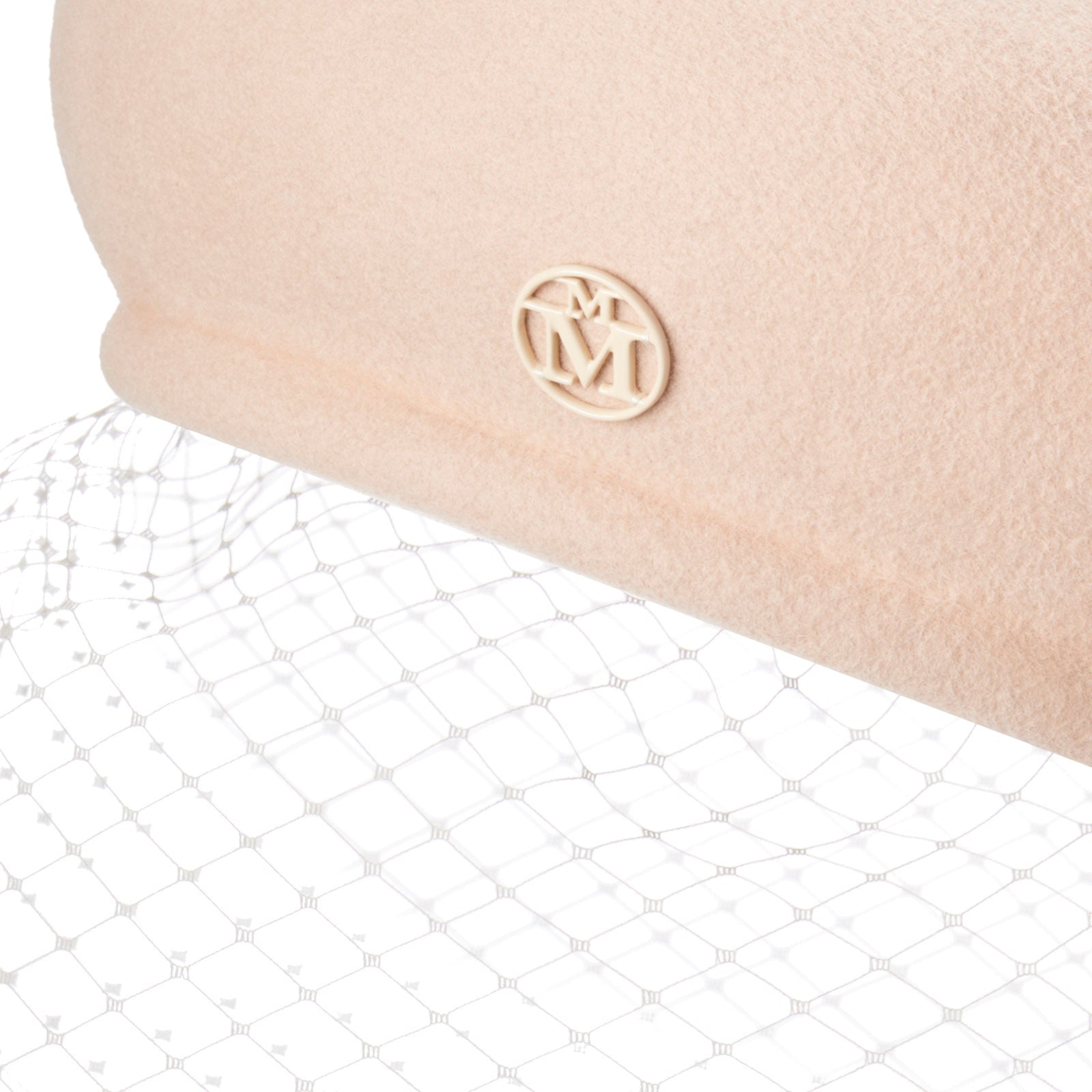 New Bonnie Veil - Béret en feutre de laine bunker beige avec voilette ton sur ton.