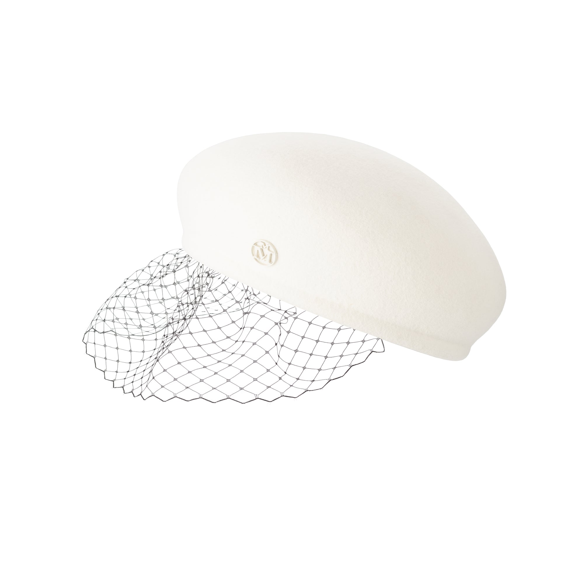 Béret feutre blanc et voilette