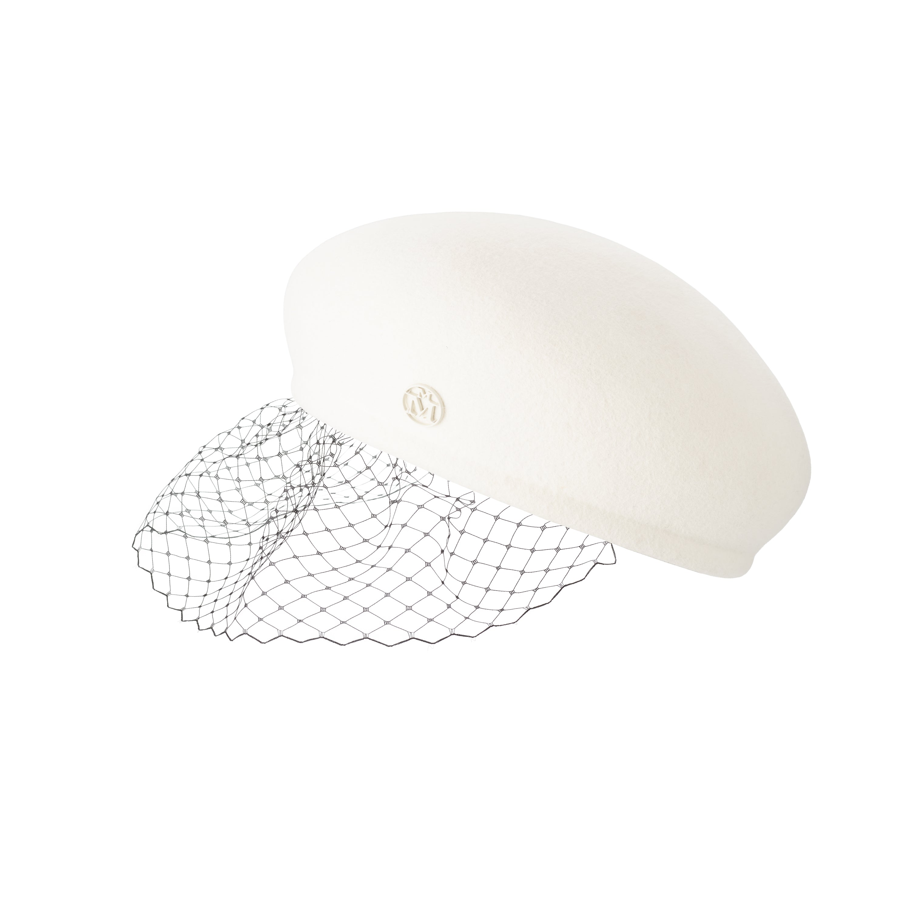 Béret feutre blanc et voilette