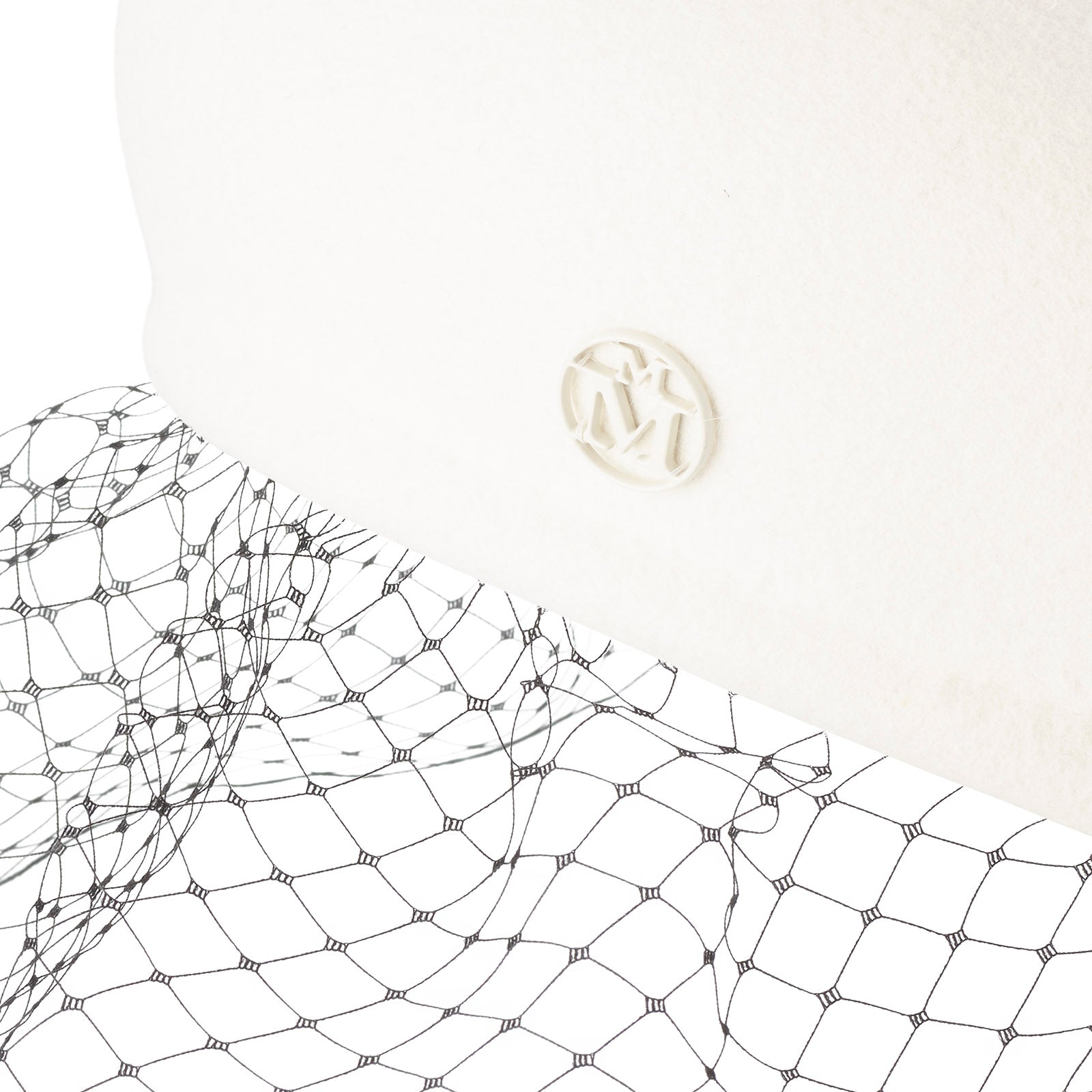 Béret feutre blanc et voilette