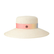 New Kendall - Chapeau cloche en paille brisa avec un ruban effet tie&dye coucher de soleil.