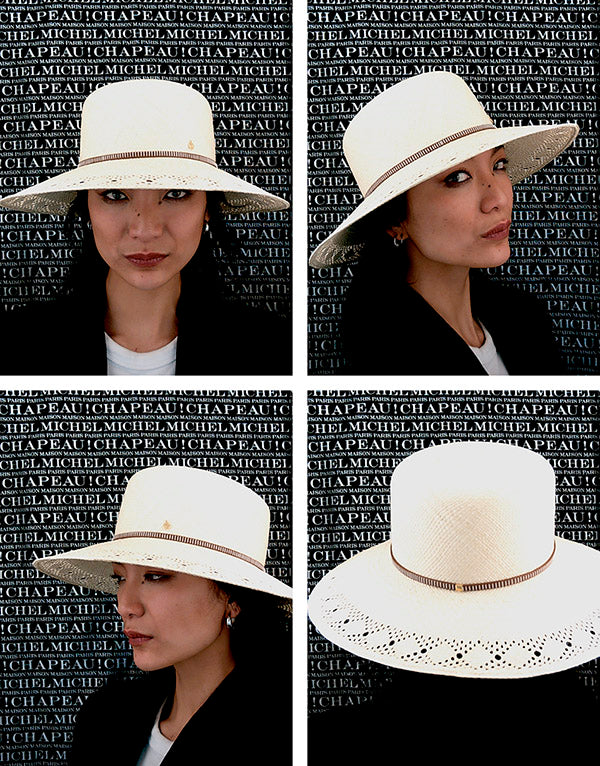 New Kendall - Chapeau cloche en paille orné d’un ruban simili.