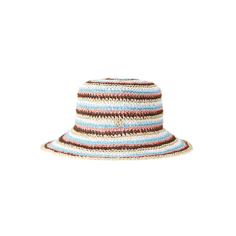 New Kendall - Chapeau cloche en paille de papier multicolore.